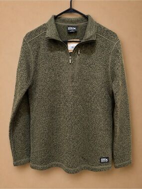Eddie Bauer Men's Olive Green Half-Zip Knit Pullover